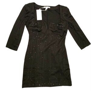 NWT Lucy Paris 3/4 Sleeve Bodycon Dress Black Size Small